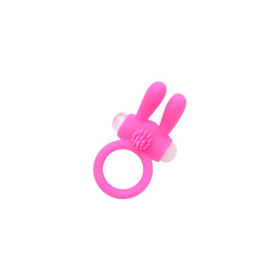 Anneau vibrant silicone rose avec oreilles de lapin 